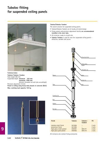 Tuboloc fitting for suspended ceiling panels - Hettich