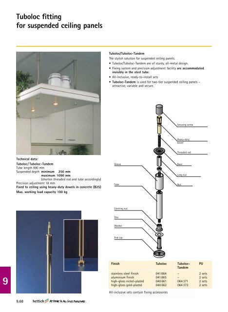 Tuboloc Fitting For Suspended Ceiling Panels Hettich