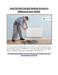 Avail the Best Ducted Heating Services in Melbourne from THACS