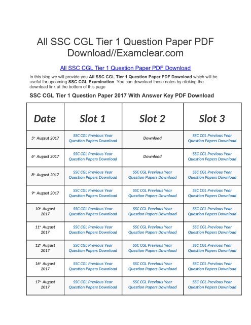 All Ssc Cgl Tier 1 Question Paper Pdf Download All Ssc Cgl Tier 1 Question Paper Pdf Download