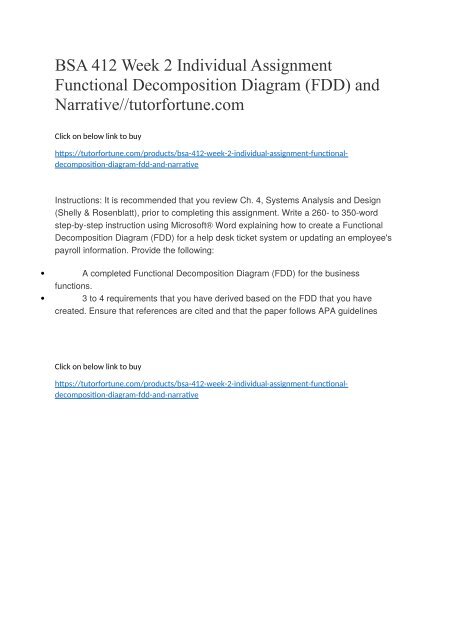 Bsa 412 Week 2 Individual Assignment Functional Decomposition Diagram