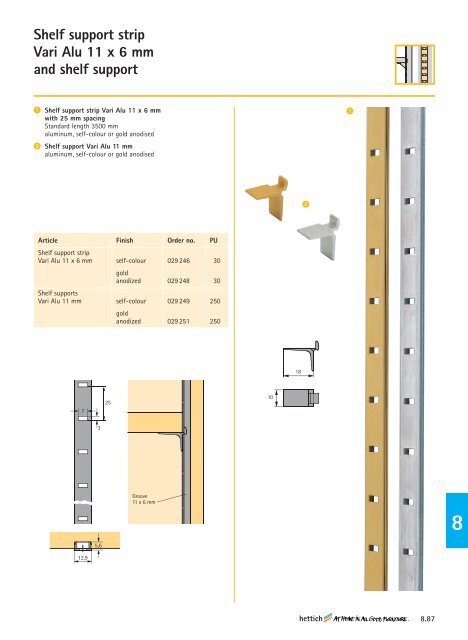 NICKEL-PLATED HETTICH /'SEKURA8/' SHELF SUPPORT 5mm PIN