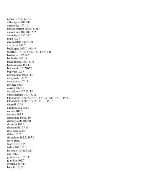 Index to Fungous and Lichen Taxa, Volumes 101-109 ... - Mycotaxon
