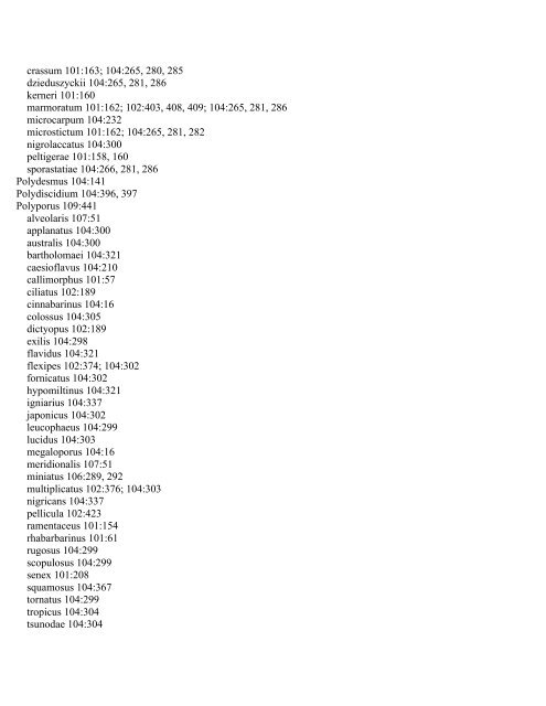 Index to Fungous and Lichen Taxa, Volumes 101-109 ... - Mycotaxon