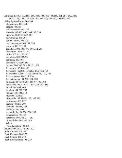 Index to Fungous and Lichen Taxa, Volumes 101-109 ... - Mycotaxon