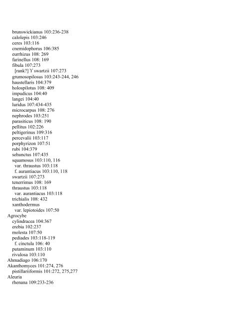 Index to Fungous and Lichen Taxa, Volumes 101-109 ... - Mycotaxon