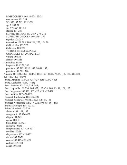 Index to Fungous and Lichen Taxa, Volumes 101-109 ... - Mycotaxon