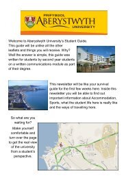 Aberystwyth University's Student Guide. - The Aberystwyth Users ...