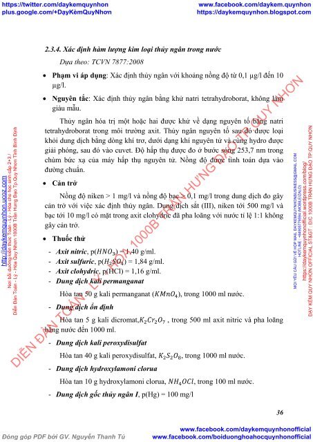 Đề tài Tìm hiểu các quy trình phân tích một số kim loại nặng trong môi trường nước (2019)