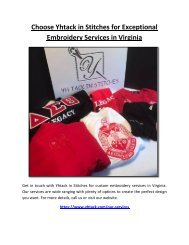 Choose Yhtack in Stitches for Exceptional Embroidery Services in Virginia