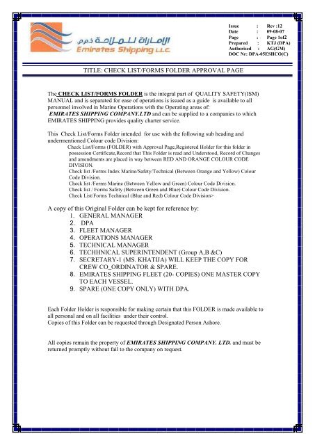 Ism Checklist Folder
