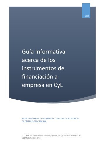 Guía Informativa acerca de los instrumentos de financiación a empresa en CyL