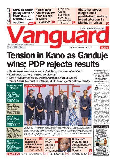 25032019 - Tension in Kano as Ganduje wins; PDP rejects results