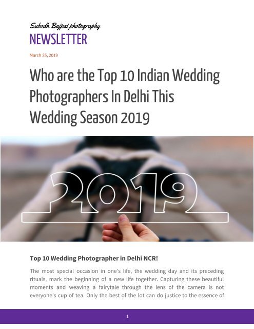 Who are the Top 10 Indian Wedding Photographers In Delhi This Wedding Season 2019