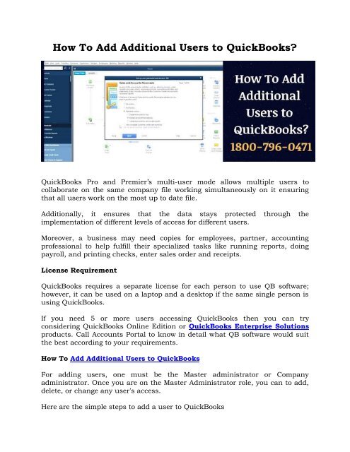 Add Additional Users to QuickBooks : 1800-796-0471