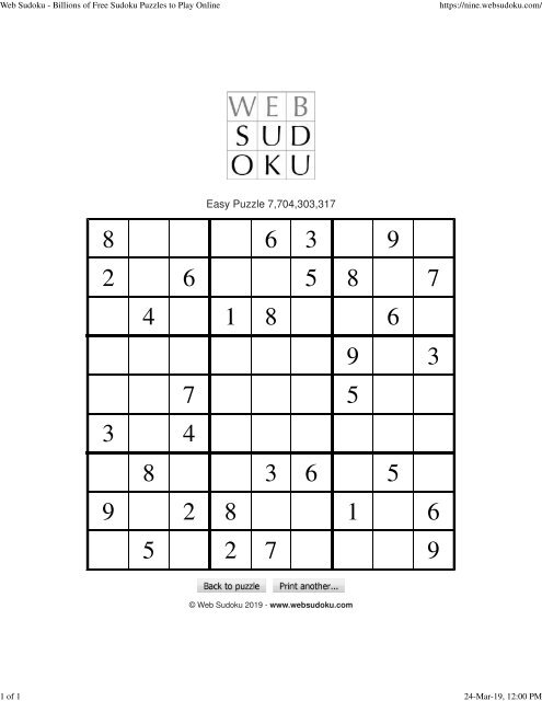 Sudoku Puzzles to Play Online