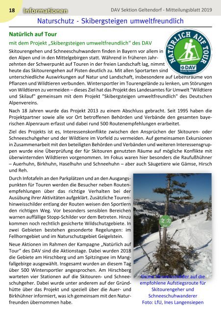 DAV Sektion Geltendorf Mitteilungsblatt 2019