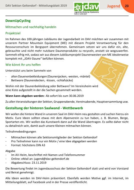 DAV Sektion Geltendorf Mitteilungsblatt 2019