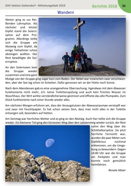 DAV Sektion Geltendorf Mitteilungsblatt 2019