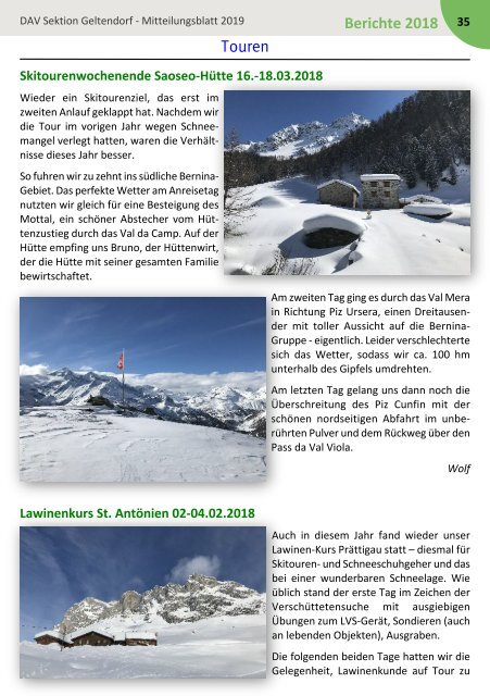 DAV Sektion Geltendorf Mitteilungsblatt 2019