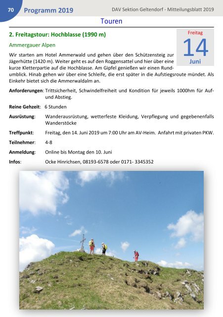 DAV Sektion Geltendorf Mitteilungsblatt 2019