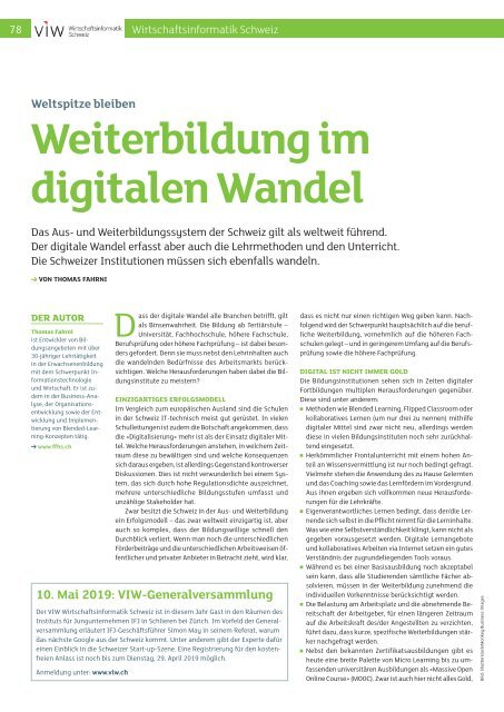 Weiterbildung im digitalen Wandel