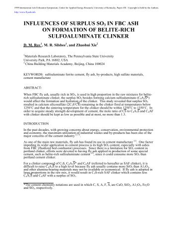 Influences of surplus SO3 in FBC ash on tormation of belite-rich sulfoaluminate clinker