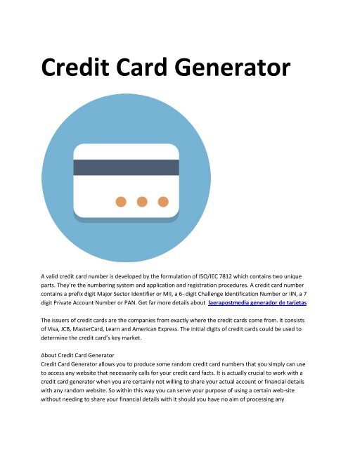Visa Credit Card Generator