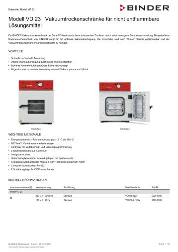BINDER VD-Serie Vakuumtrockenschränke VD 23