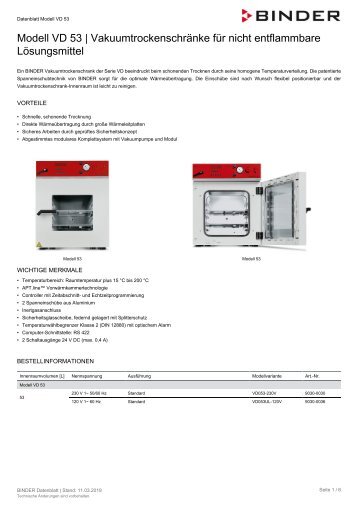 BINDER VD-Serie Vakuumtrockenschränke VD 53