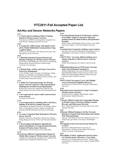 Vtc2011 Fall Accepted Paper List Ieeevtc Org