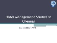 Hotel Management Studies in Chennai