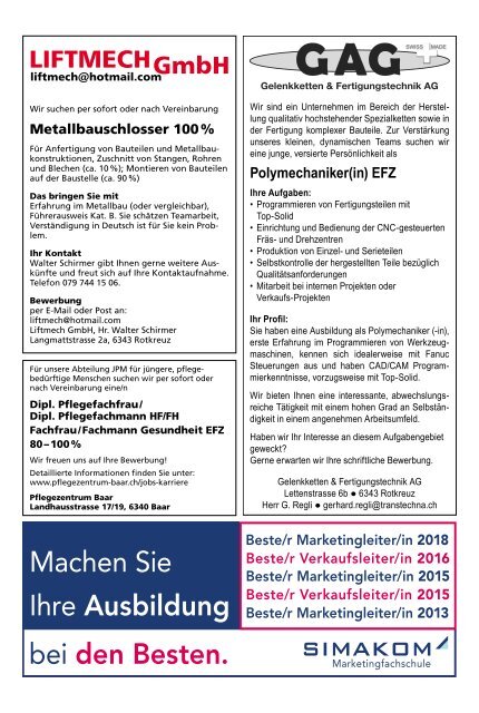 Schwyzer Anzeiger – Woche 13 – 29. März 2019