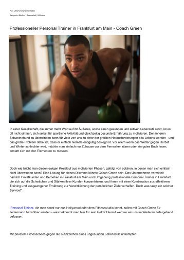 Professioneller Personal Trainer in Frankfurt am Main - Coach Green