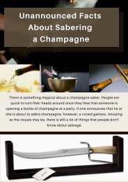 Unannounced Facts About Sabering a Champagne