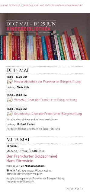 Frankfurter Bürgerstiftung - Programm von Mai bis August 2019