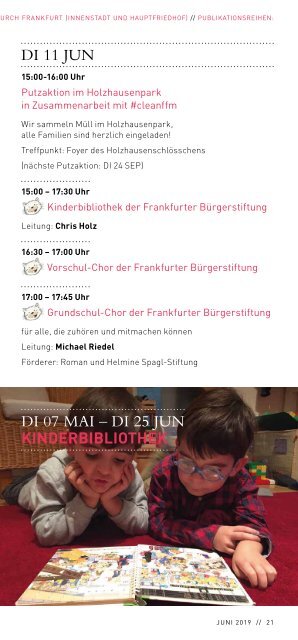 Frankfurter Bürgerstiftung - Programm von Mai bis August 2019