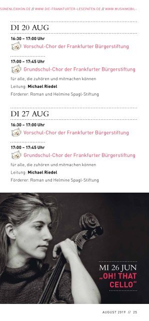 Frankfurter Bürgerstiftung - Programm von Mai bis August 2019