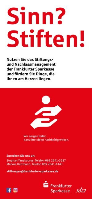 Frankfurter Bürgerstiftung - Programm von Mai bis August 2019