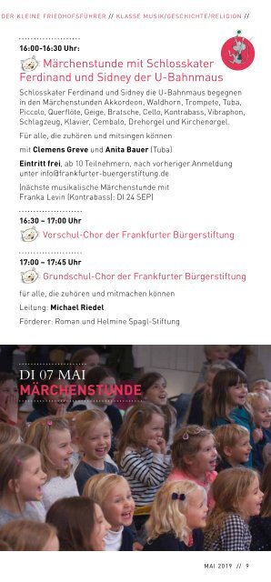 Frankfurter Bürgerstiftung - Programm von Mai bis August 2019