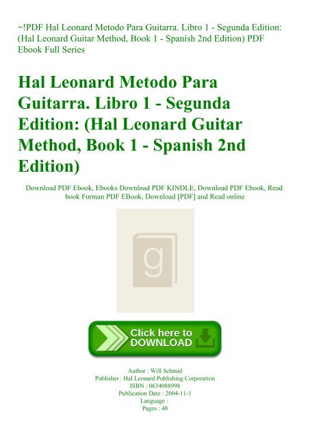 PDF Hal Leonard Metodo Para Guitarra. Libro 1 - Segunda Edition (Hal  Leonard Guitar Method Book 1 -