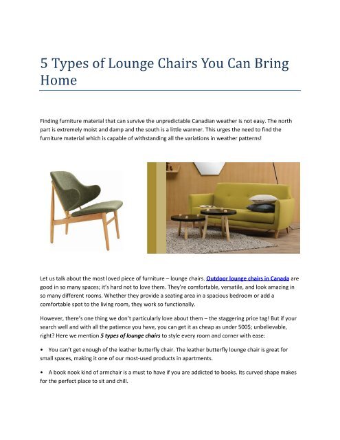 5 Types of Lounge Chairs You Can Bring Home(1)