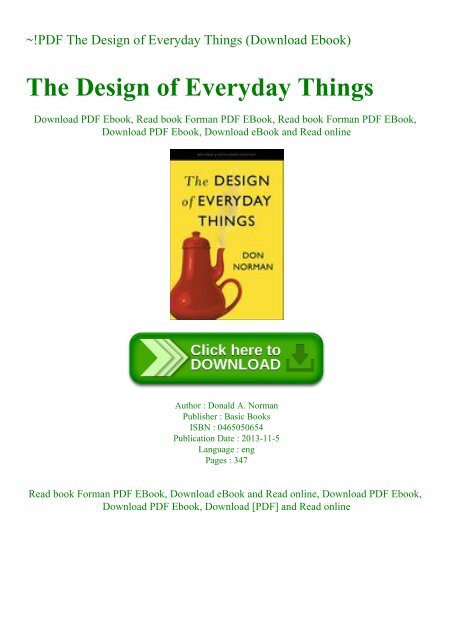 don norman the design of everyday things don norman the design of everyday things