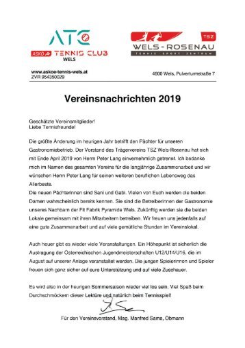 Vereinsnachrichten 2019