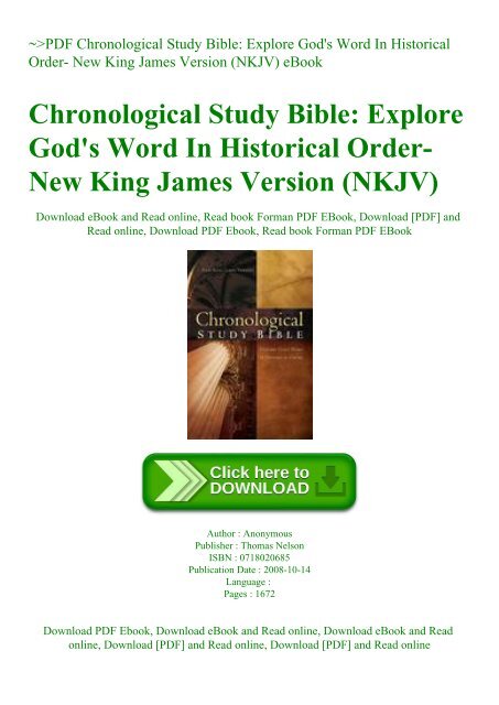 Pdf Chronological Study Bible Explore God Amp 039 S Word In Historical Order New King James Version Nkjv Ebook