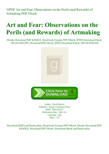 Pdf Art And Fear Observations On The Perils And Rewards Of Artmaking Pdf Ebook