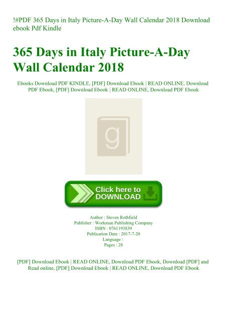 Pdf 365 Days In Italy Picture A Day Wall Calendar 18 Download Ebook Pdf Kindle