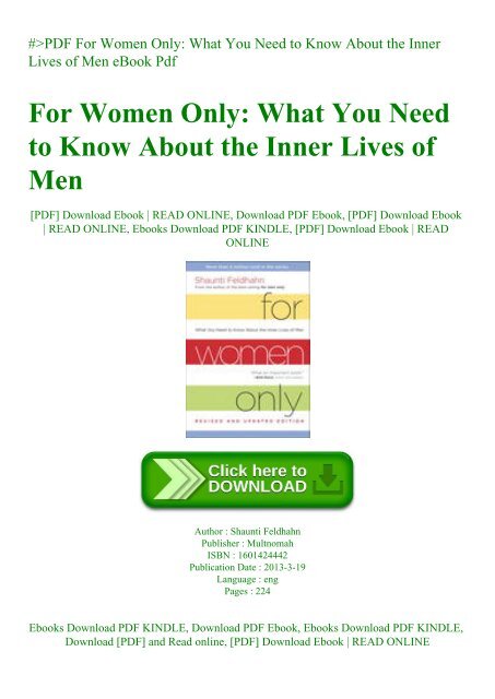 #PDF For Women Only What You Need to Know About the Inner Lives of Men eBook Pdf