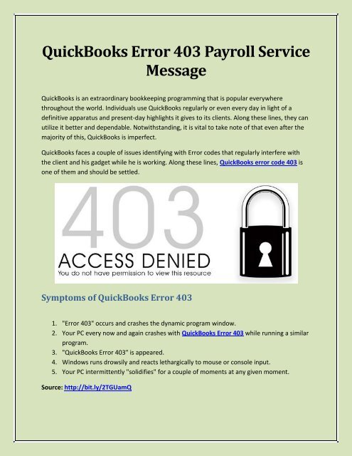 intuit quickbooks payroll for mac 403 forbidden error