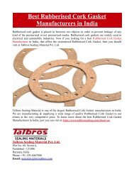 Best Rubberised Cork Gasket Manufacturers in India